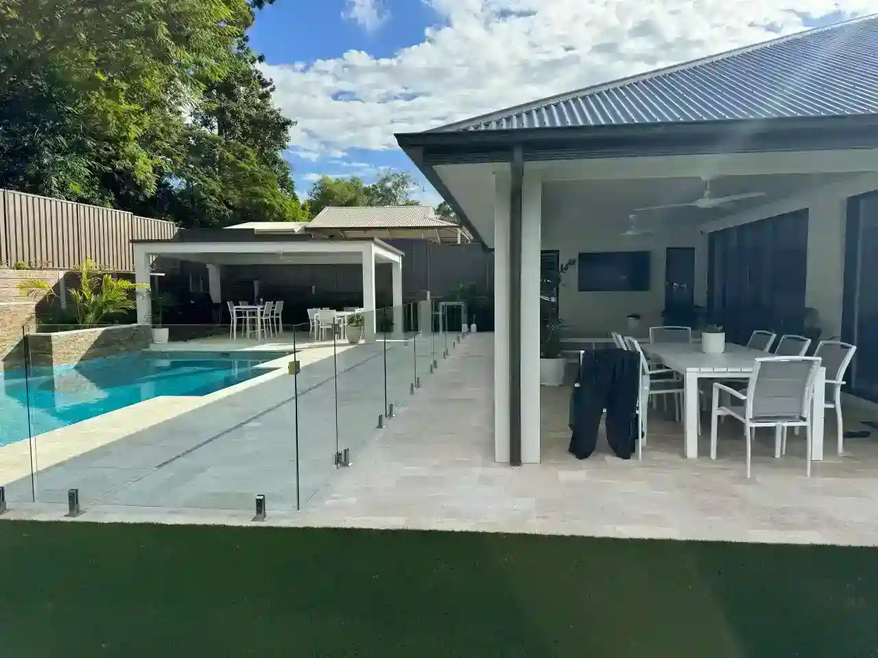 Insulated pool cabana designed and constructed by the Trueline team in Brisbane