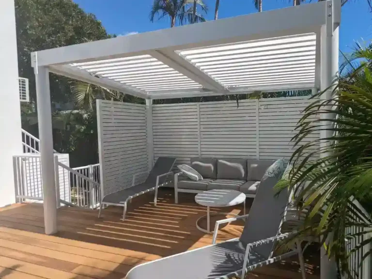 Louvred patio designed and built in Sunshine Beach, Queensland