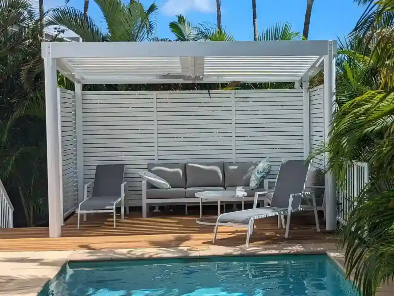Louvred patio designed and built in Sunshine Beach, Queensland