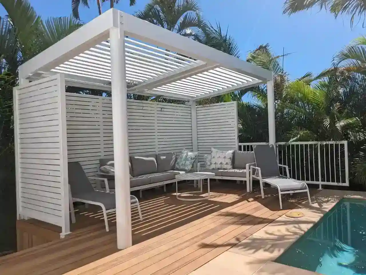 Louvred patio designed and built in Sunshine Beach, Queensland